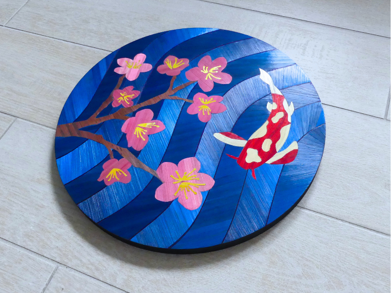 Disque Japan en marqueterie de paille